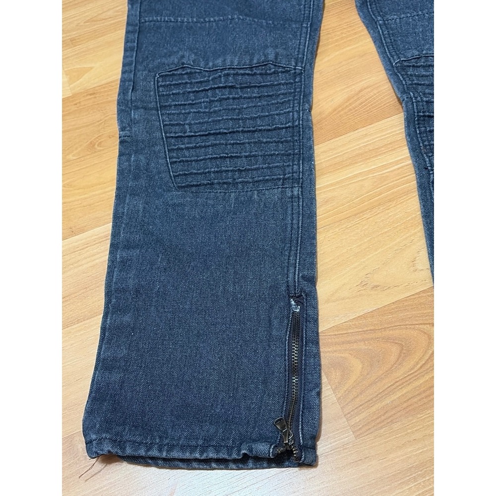 Rocawear Tapered Fit Moto Jeans Mens W34 Dark Wash Ribbed Knee Ankle Zip - Picture 6 of 11